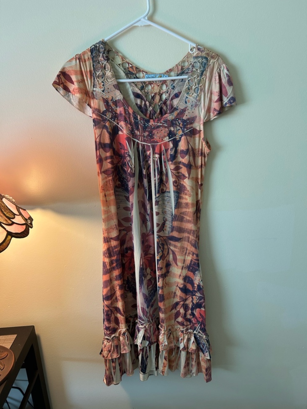 Y2K Butterfly Embellished Dress Fairycore Boho Whimsigoth Festival Small